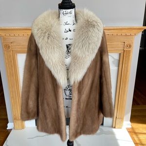 Goudchaux Autumn Haze Mink Coat with Norwegian Fox Collar